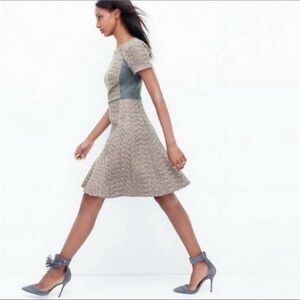 NWT J.crew mixed metallic tweed fit and flared dress size 6